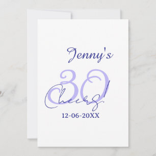 Pastel cheers 30th birthday purple elegant name da invitation