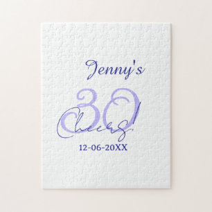 Pastel cheers 30th birthday purple elegant name da jigsaw puzzle