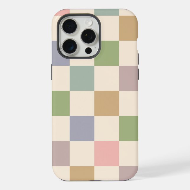 Pastel Chequered Geometric Retro Seamless Pattern iPhone Case (Back)