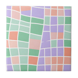 Pastel Chequered Modern Cottagecore Spring Homes Ceramic Tile