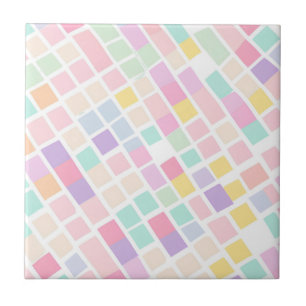 Pastel Chequered Modern Cottagecore Spring Homes Ceramic Tile