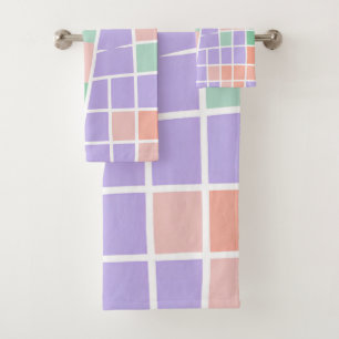 Pastel Chequered Rustic Cottagecore Bathrooms Bath Towel Set