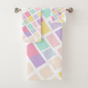 Pastel Chequered Rustic Cottagecore Bathrooms Bath Towel Set