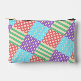 Pastel Chequered Stripe Bow Polkadot Geometric Accessory Pouch