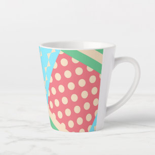 Pastel Chequered Stripe Bow Polkadot Geometric Latte Mug
