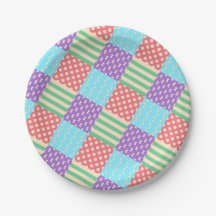 Pastel Chequered Stripe Bow Polkadot Geometric