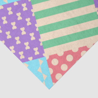 Pastel Chequered Stripe Bow Polkadot Geometric Tissue Paper