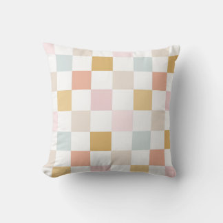 Pastel Chequered Summer Retro Seamless Pattern Cushion
