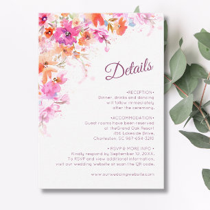 Pastel Cherry Blossom Floral Pink Romance Details Enclosure Card