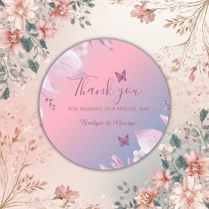 Pastel cherry blossom sakura wedding thank you classic round sticker