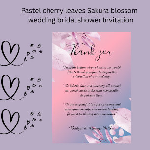 Pastel cherry blossom wedding Flat Thank You Card