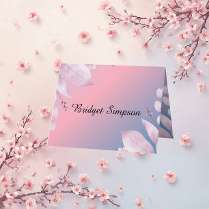pastel cherry blossom wedding folded seating card