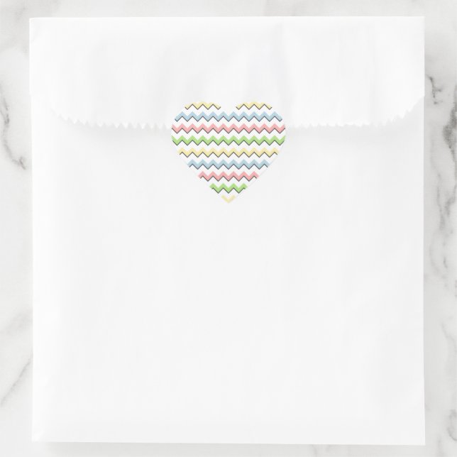 Pastel Chevron-Drop Shadow by Shirley Taylor Heart Sticker (Bag)