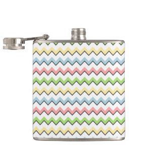 Pastel Chevron-Drop Shadow by Shirley Taylor Hip Flask