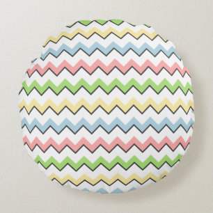 Pastel Chevron-Drop Shadow by Shirley Taylor Round Cushion