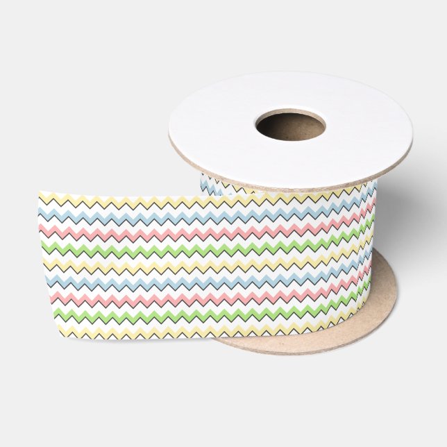 Pastel Chevron-Drop Shadow Satin Ribbon (Spool)