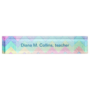 Pastel Chevron Mosaic Custom Nameplate