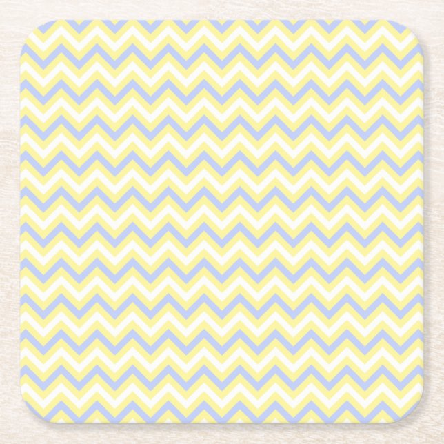 Pastel Chevron Pattern Square Paper Coaster (Front)