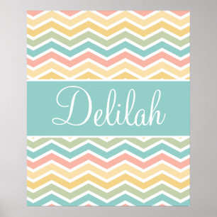 Pastel Chevron Pink Yellow Blue Poster