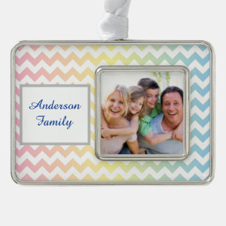 Pastel Chevron Silver Plated Framed Ornament