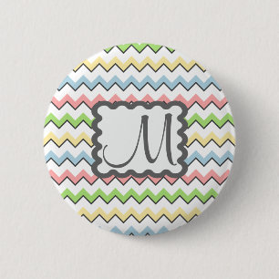 Pastel Chevron with Monogram by Shirley Taylor 6 Cm Round Badge