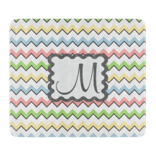 Pastel Chevron with Monogram by Shirley Taylor Cutting Board