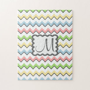 Pastel Chevron with Monogram by Shirley Taylor Jigsaw Puzzle