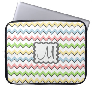Pastel Chevron with Monogram by Shirley Taylor Laptop Sleeve