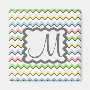Pastel Chevron with Monogram by Shirley Taylor Magnet
