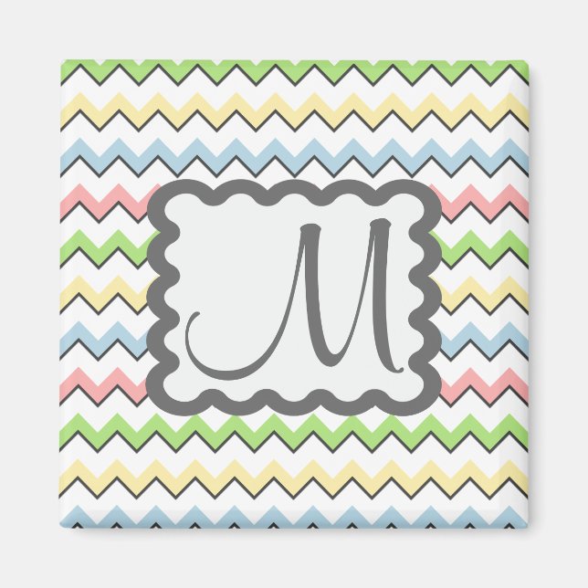 Pastel Chevron with Monogram by Shirley Taylor Magnet (Front)