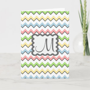 Pastel Chevron with Monogram by Shirley Taylor Note Card