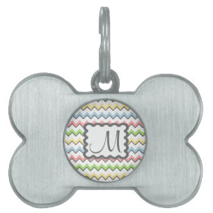 Pastel Chevron with Monogram by Shirley Taylor Pet ID Tag