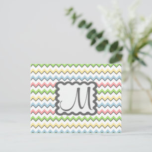 Pastel Chevron with Monogram by Shirley Taylor Postcard