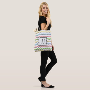 Pastel Chevron with Monogram by Shirley Taylor Tote Bag