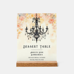 Pastel Chic Elegant Floral Vintage Chandelier Acrylic Sign