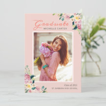 Pastel Chic Floral Blushing Girl Photo Graduation