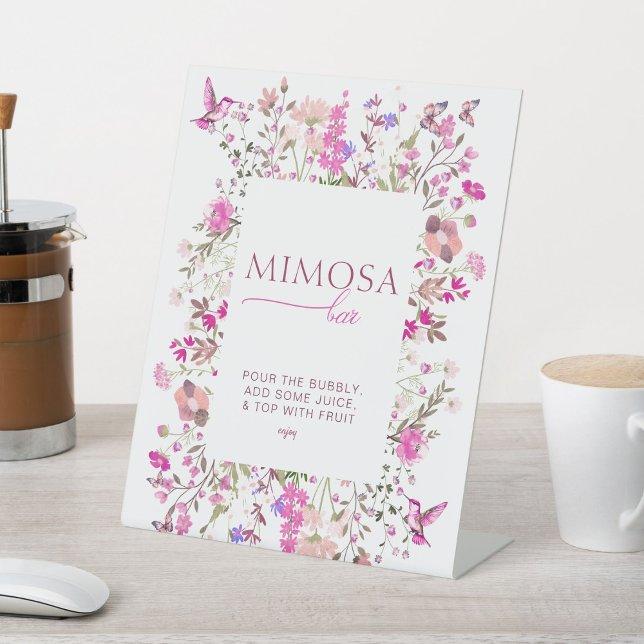 Pastel Chic Ruby Rose Mimosa Bar Bridal Shower Pedestal Sign (Creator Uploaded)