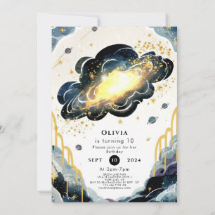 Pastel Children Space Birthday Invitation