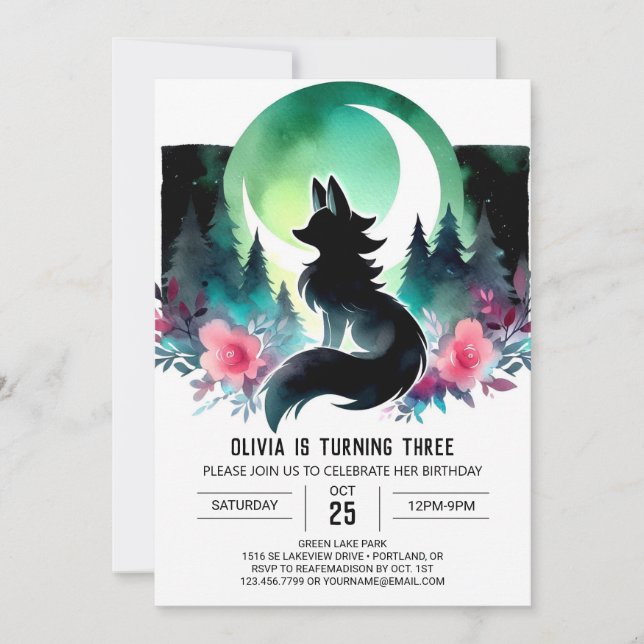Pastel Children Wolf Birthday  Invitation (Front)