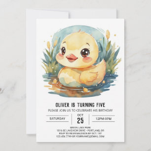  Pastel Children's Duck Birthday Invitation