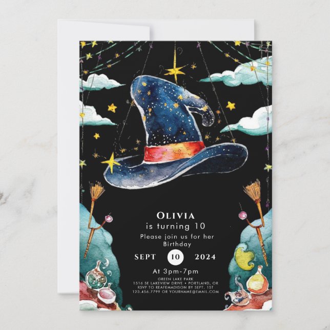 Pastel Children's Fun Wizard Birthday Invitation (Front)