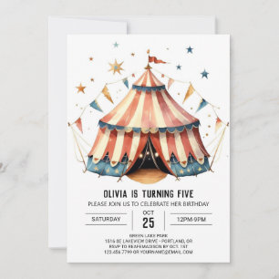 Pastel Children's Magic Circus Birthday Invitation
