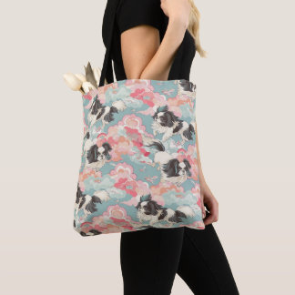 Pastel Chiyogami Shih Tsu Dog Pattern Tote Bag