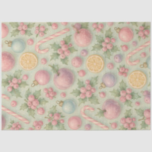 Pastel Christmas Candy & Citrus Holiday Pattern Tissue Paper