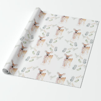 Pastel Christmas Cute Deer Fawn Wrapping Paper