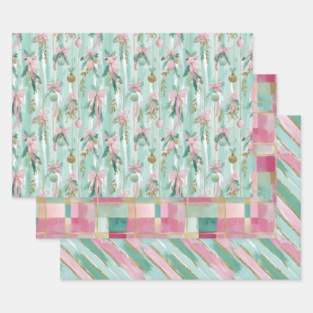 Pastel Christmas Gift Wrap Set  (Set)