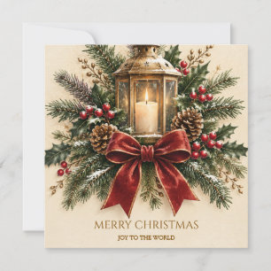 Pastel Christmas Greeting, Cosy Candle, Ribbon Card