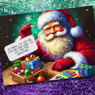 Pastel Christmas Holiday Santa Claus Pondering Card