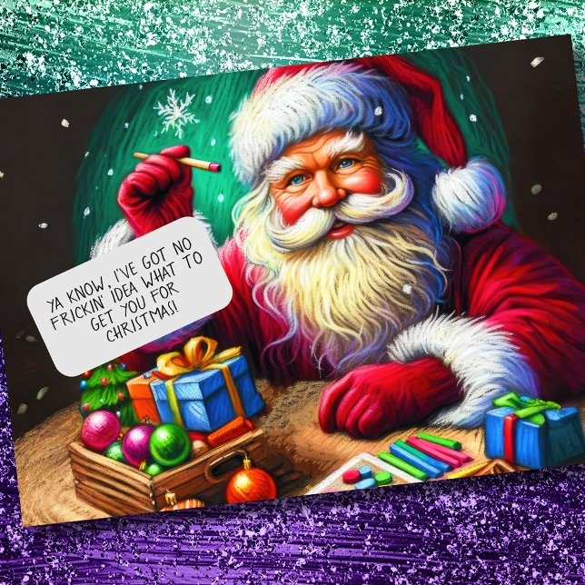 Pastel Christmas Holiday Santa Claus Pondering Card (Creator Uploaded)
