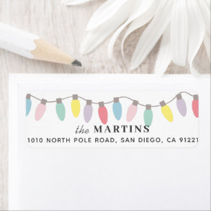 Pastel Christmas Lights Return Address Label